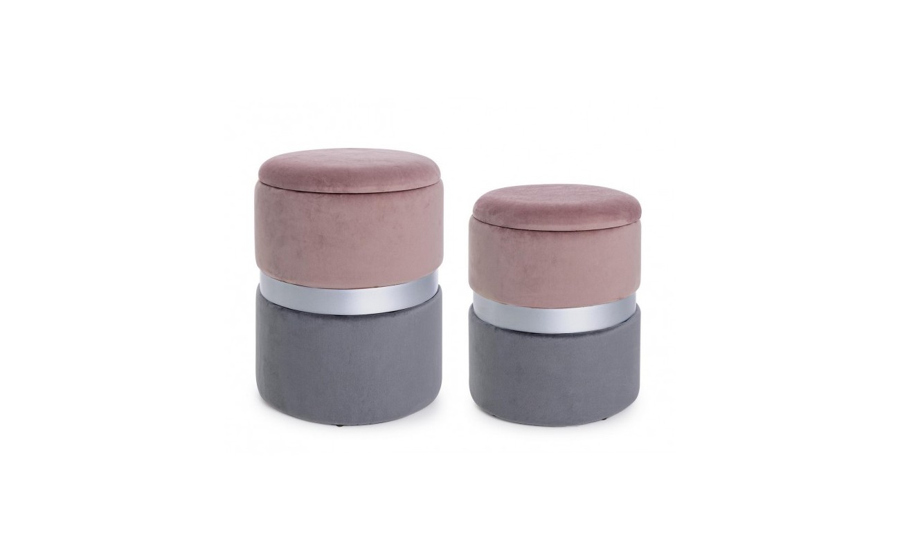 SET2 POUF CONT POLINA ROSA-GRIS