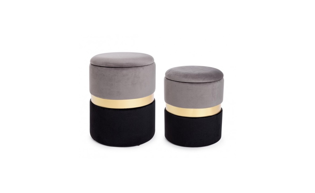 SET2 POUF CONT POLINA GRIS-NEG