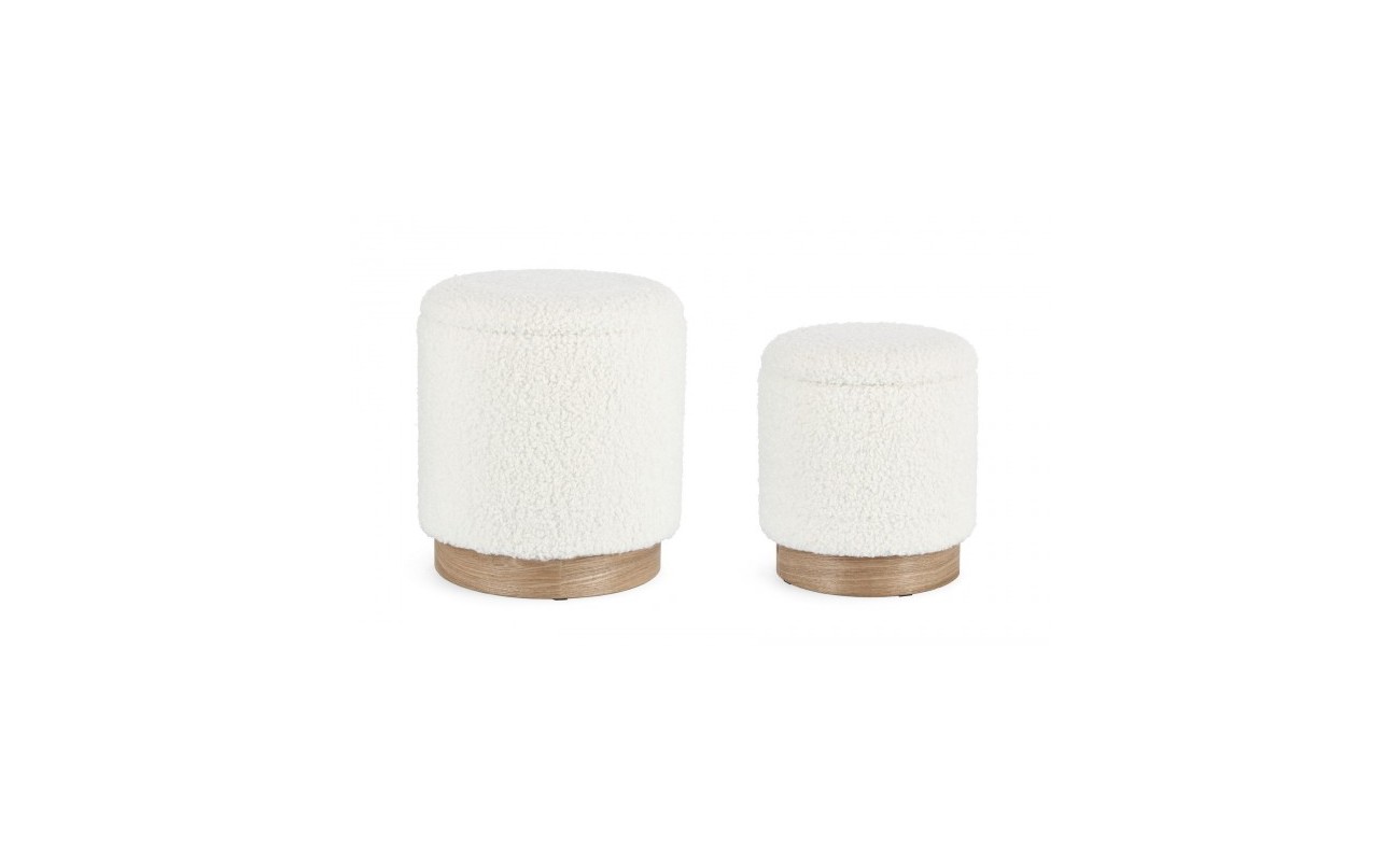 SET2 POUF CONTENEDOR ZOYA BLANCO TEDDY