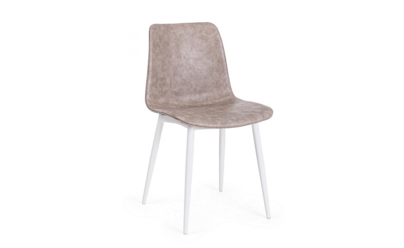 SILLA KYRA PU BEIGE VINT. ESTRUCT. BLANC