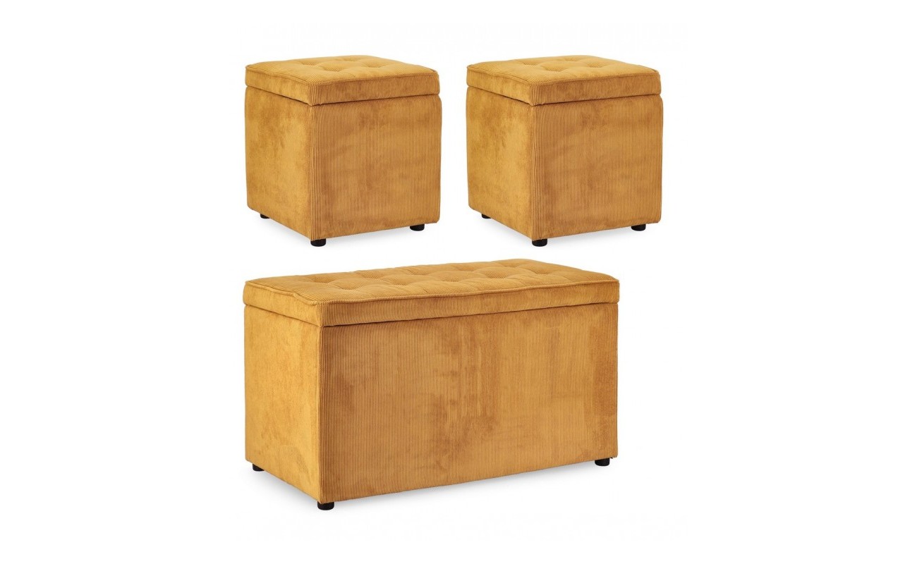 SET3 BANCO-2POUF CONT DYLAN OCRE