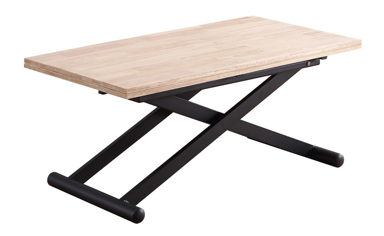 MESA CENTRO ELEVABLE Y EXTENSIBLE NATURAL 110 x 57 CM ROBLE NORDISH / NEGRO.