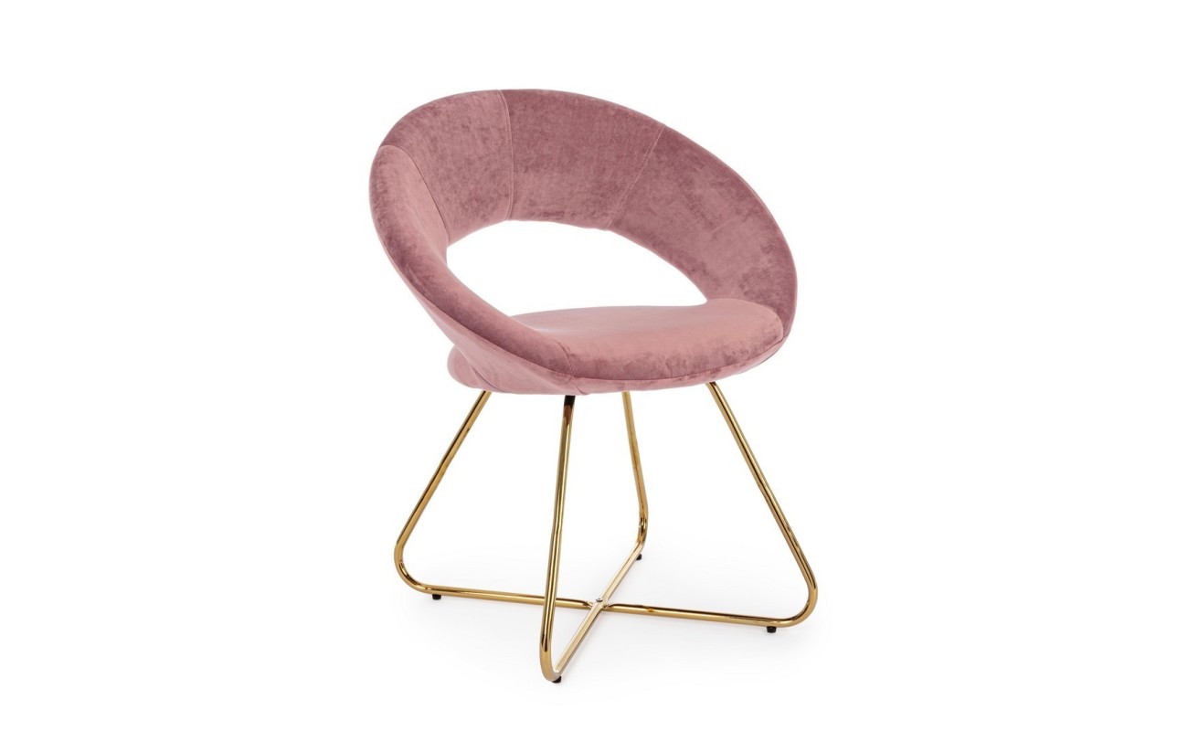 SILLÓN VANITY ORO TERCIOPELO ROSA