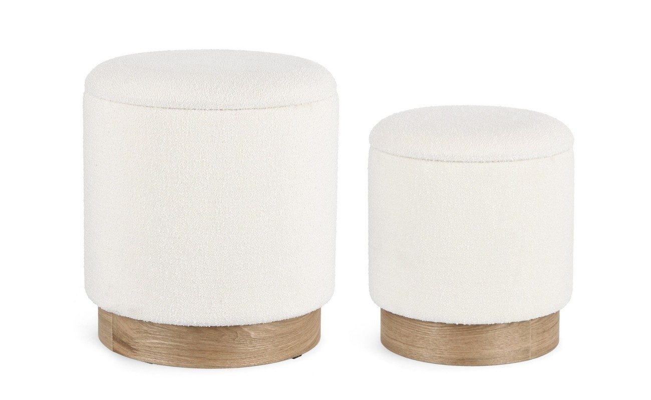 SET CONJUNTO 2 POUFS CONTENEDOR ZOYA BLANCO