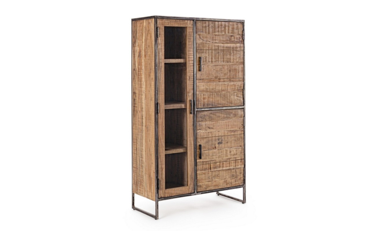 MUEBLE VITRINA Y 3 PUERTAS MADERA Y HIERRO