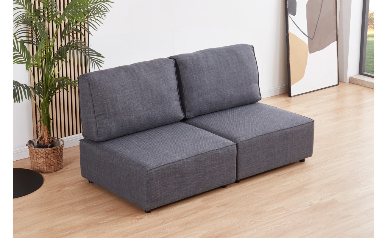 SOFA MODULAR SIN BRAZOS MOU 2 PLAZAS TEJIDO GRIS 180 x 93 X 93 CM