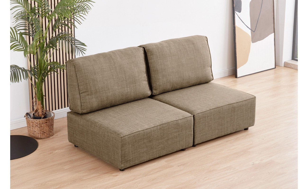 SOFA MODULAR SIN BRAZOS MOU 2 PLAZAS TEJIDO BEIGE 180 x 93 X 93 CM