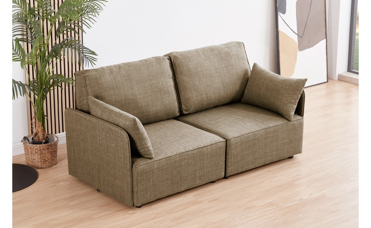 SOFA MODULAR CON BRAZOS MOU 2 PLAZAS TEJIDO BEIGE 186 x 93 X 93 CM