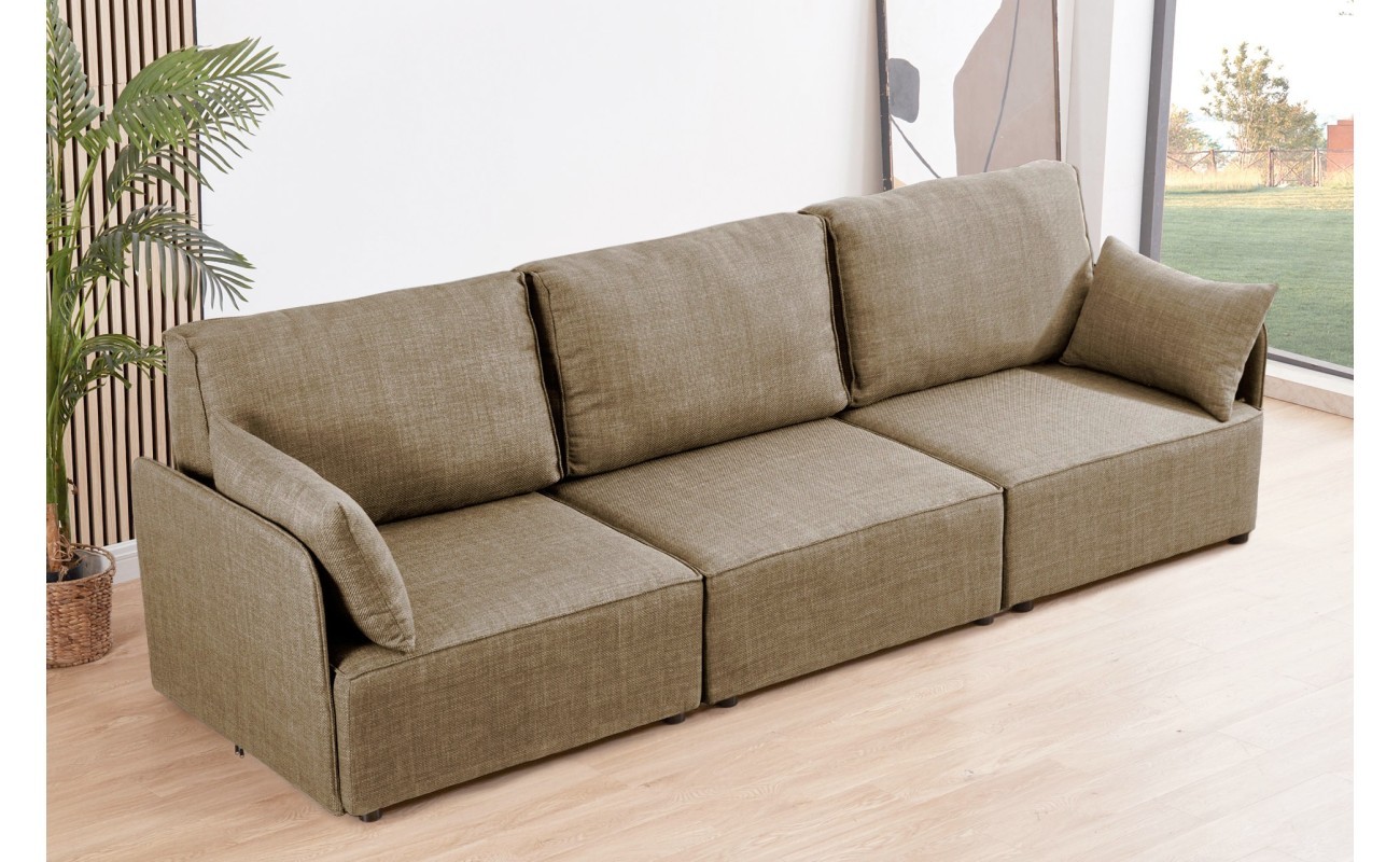 SOFA MODULAR CON BRAZOS MOU 3 PLAZAS TEJIDO BEIGE 276 x 93 X 93 CM