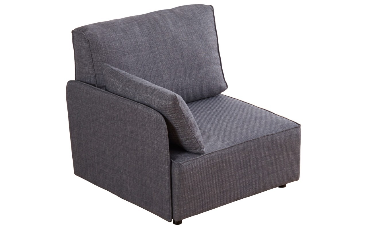 MODULO CON RESPALDO Y BRAZO LATERAL 93 X 93 CM SOFA MODULAR MOU TEJIDO GRIS.