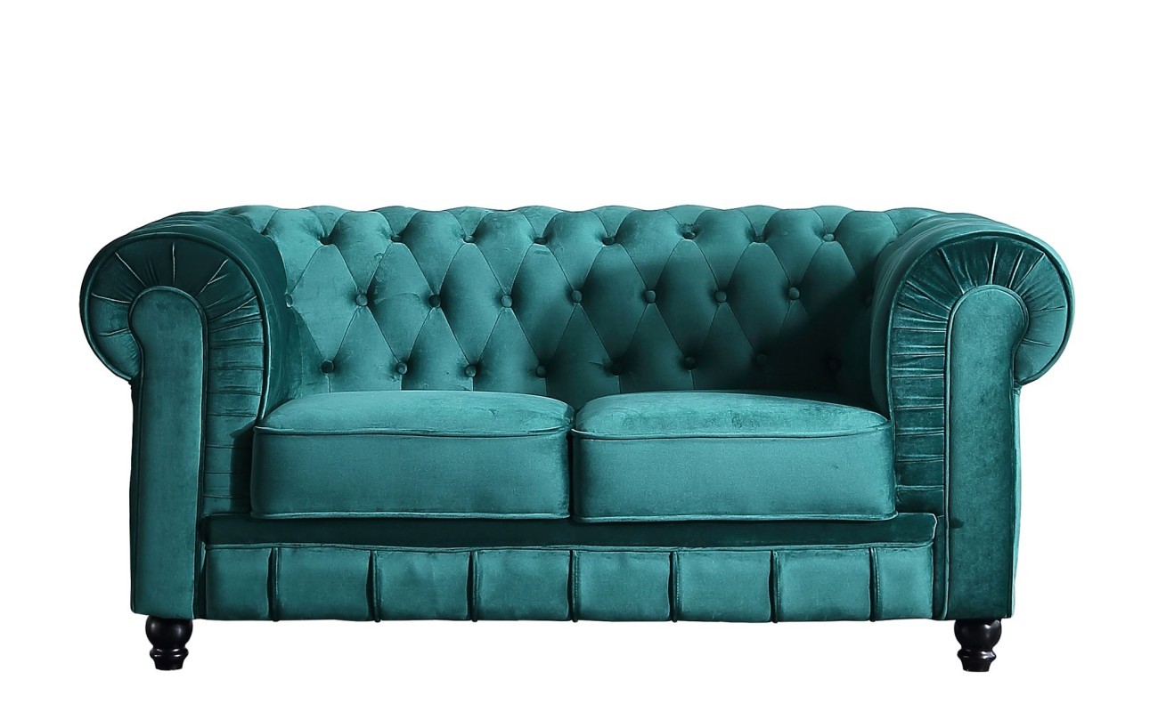 SOFA BRITISH CHESTER 2 PLAZAS TERCIOPELO VERDE