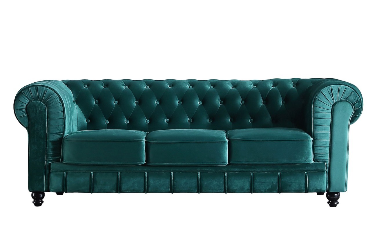 SOFA BRITISH CHESTER   3 PLAZAS TERCIOPELO VERDE