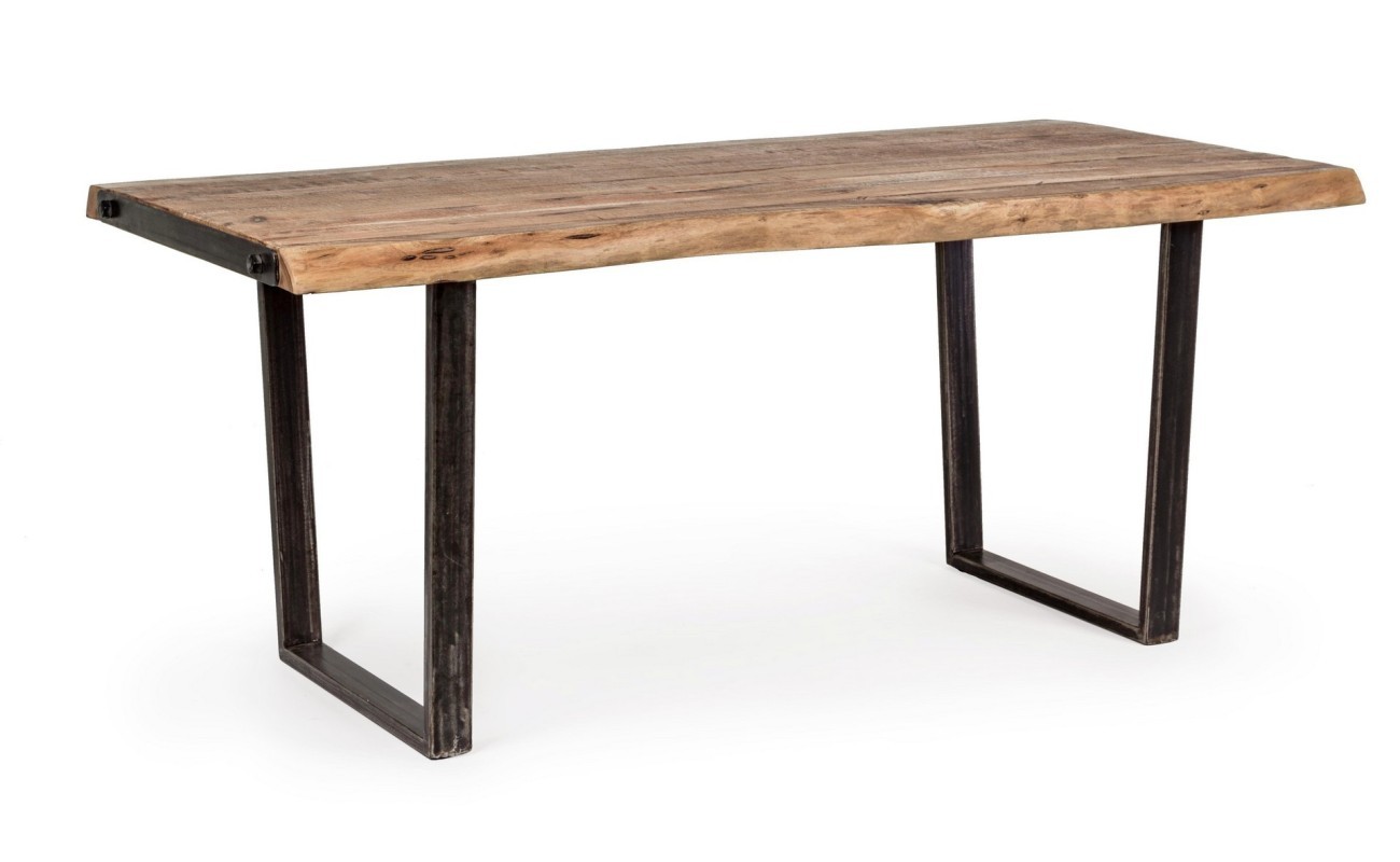 MESA COMEDOR TAPA MACIZA PATAS HIERRO INDUSTRIAL 180X90