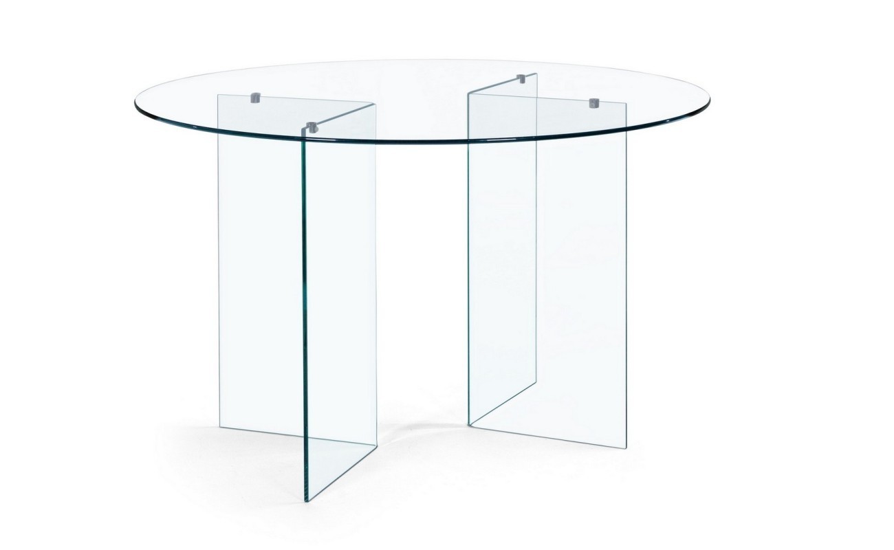 MESA COMEDOR REDONDA CRISTAL VIDRIO D130