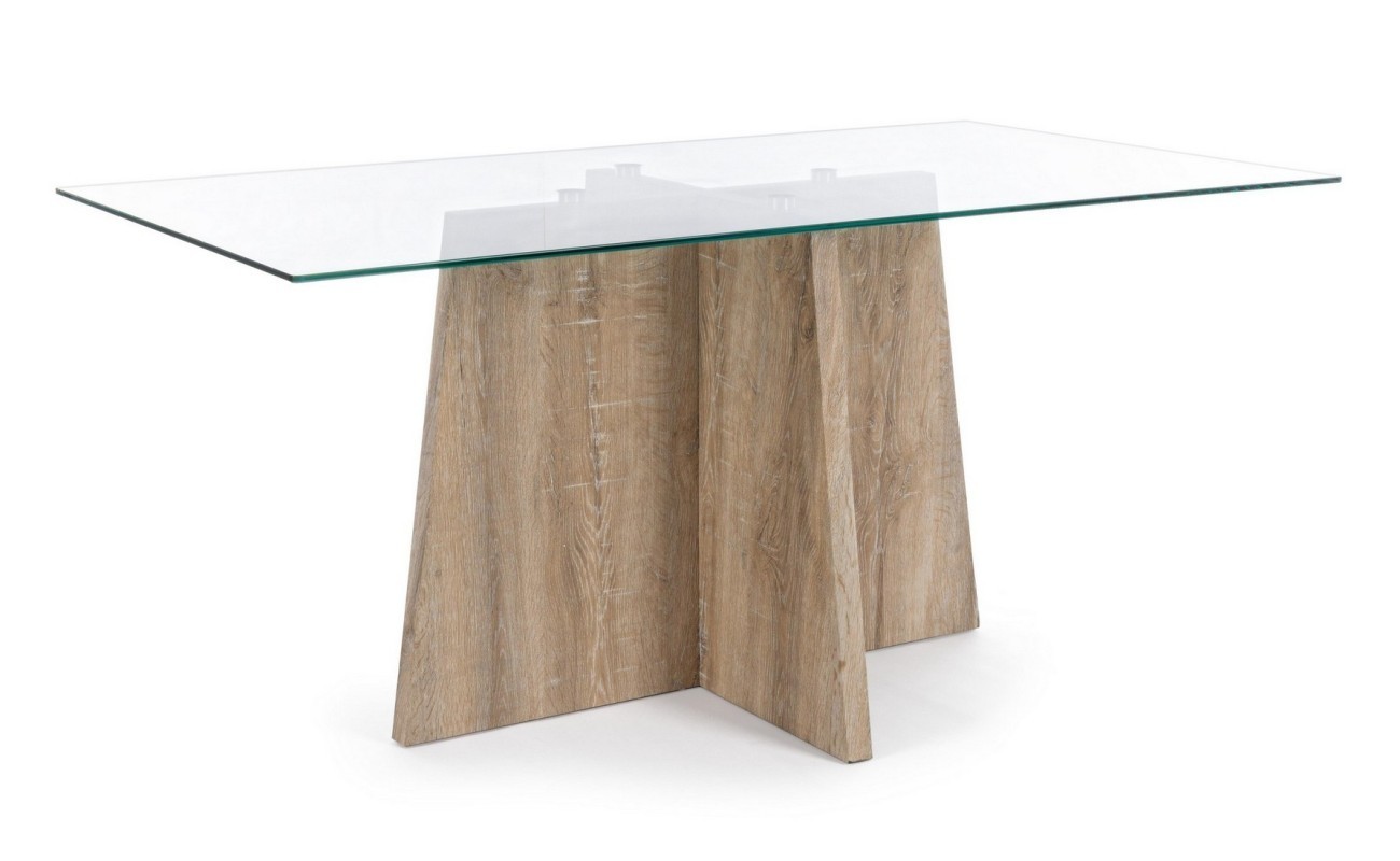 MESA COMEDOR TAPA CRISTAL KENYA CROSS 160X90