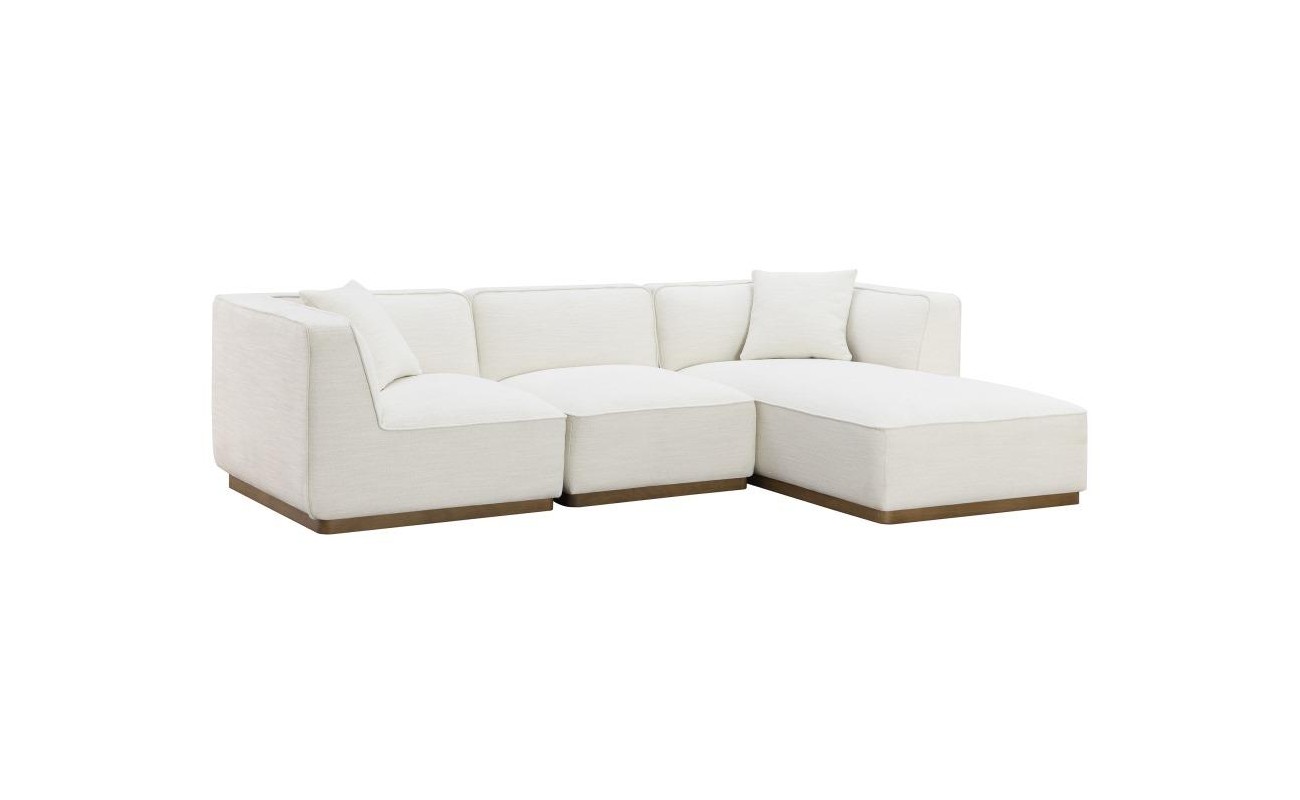 SOFA MADERA DE HEVEA POLIESTER 279X171X72 CREMA