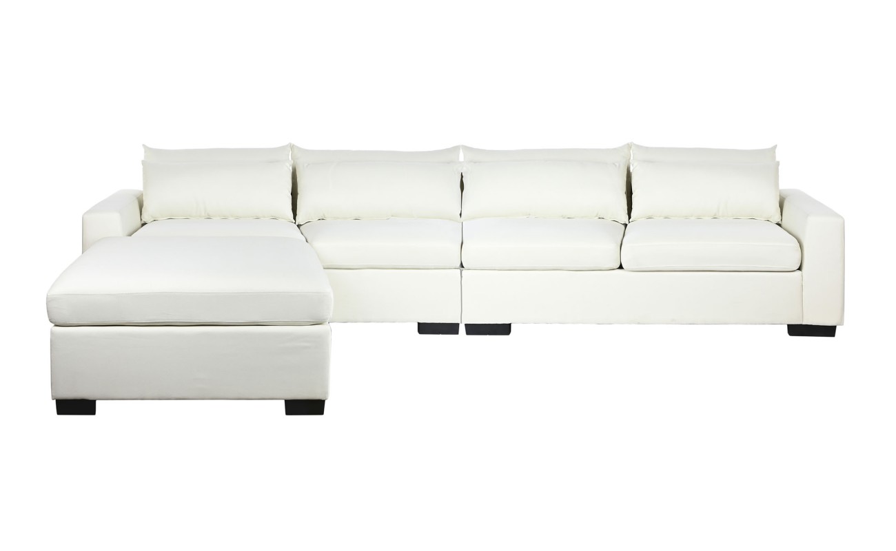 SOFA POLIESTER MADERA 386X218X88 CREMA