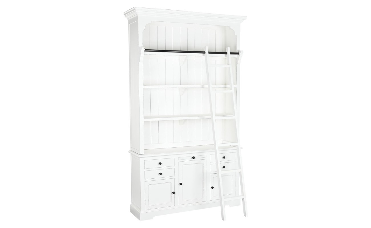 ESTANTERIA MDF 137X38X234 ESCALERA BLANCO