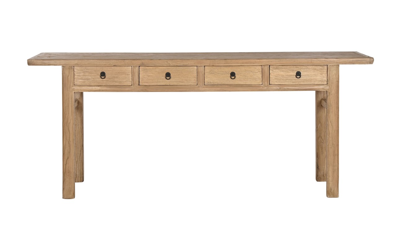 CONSOLA OLMO MACIZO 200X42X85 NATURAL NATURAL