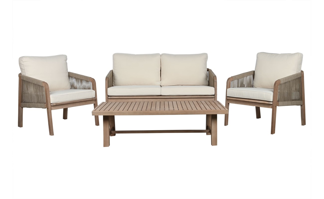 SOFA SET 4 ACACIA CUERDA 138X79X65 MARRON