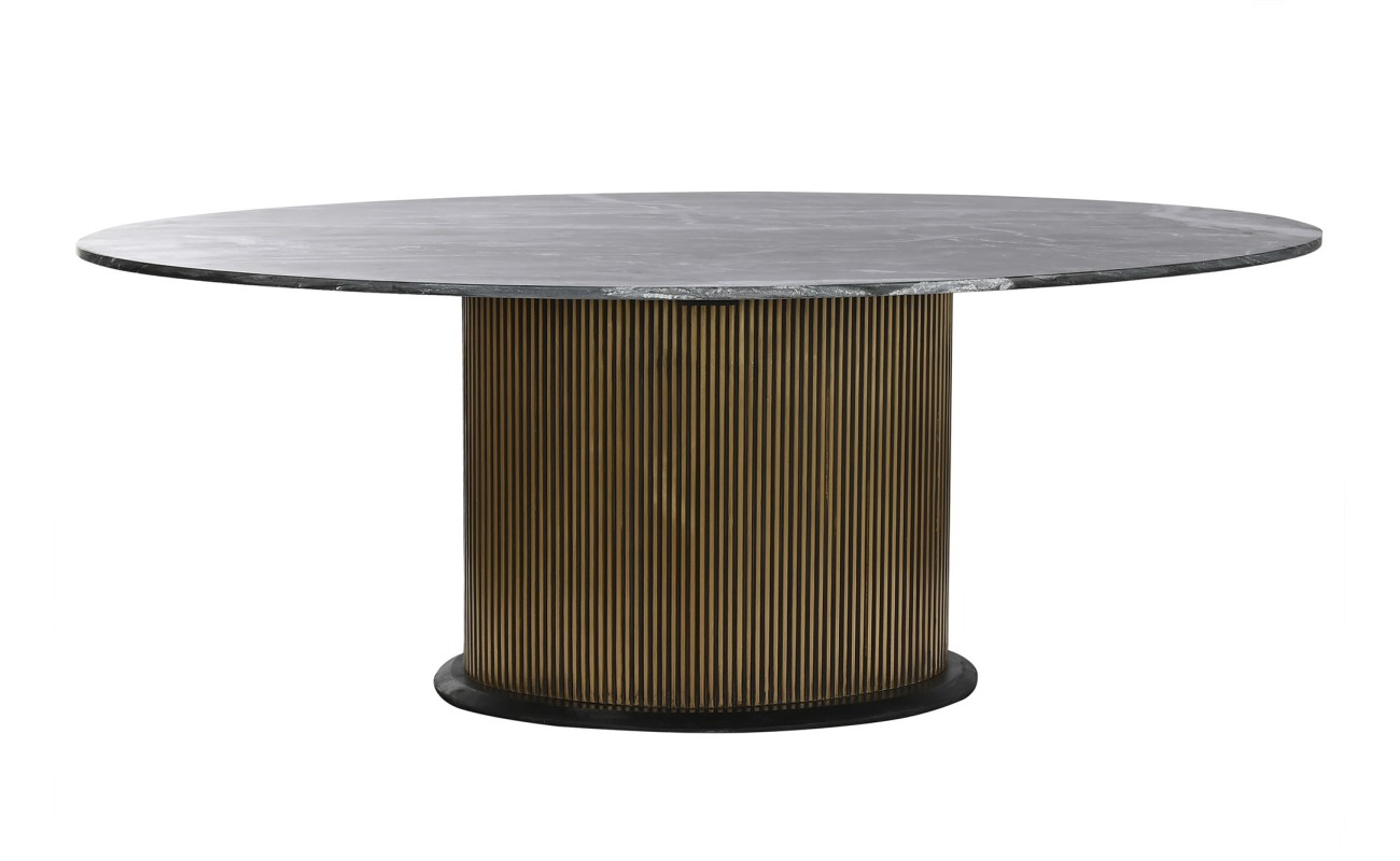 MESA OVALADA COMEDOR LATON MARMOL 200X110X76 NEGRO