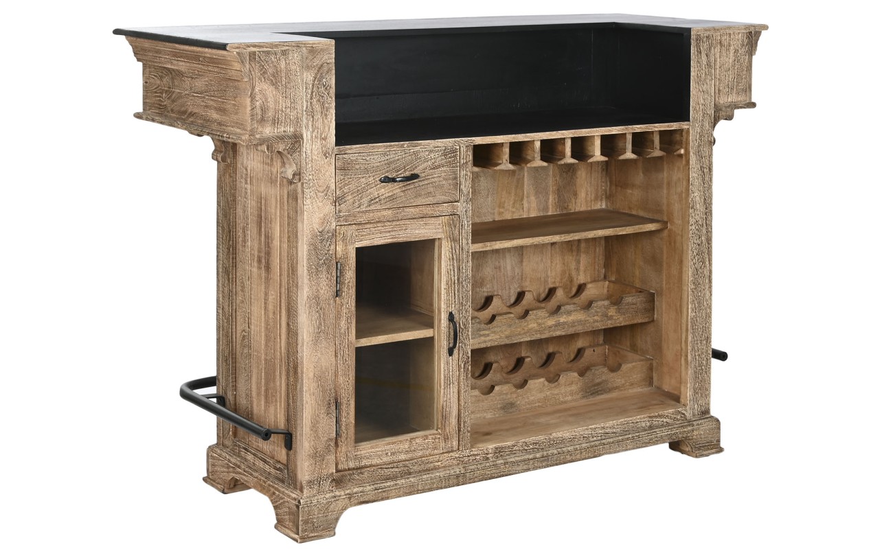 MUEBLE BAR MANGO METAL 152X61X107 BARRA NATURAL