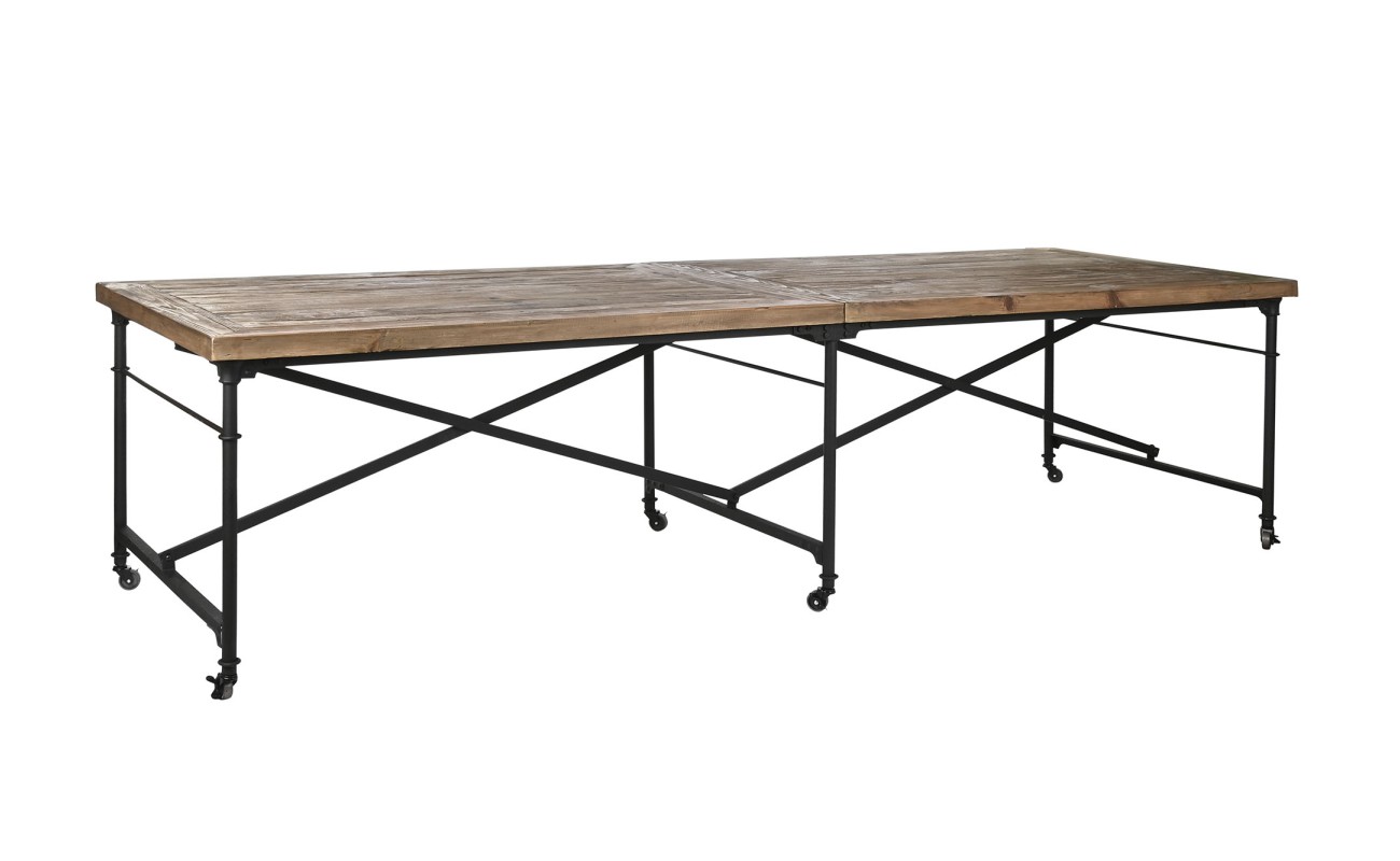 MESA COMEDOR MADERA METAL 300X100X78 75,00 MARRON