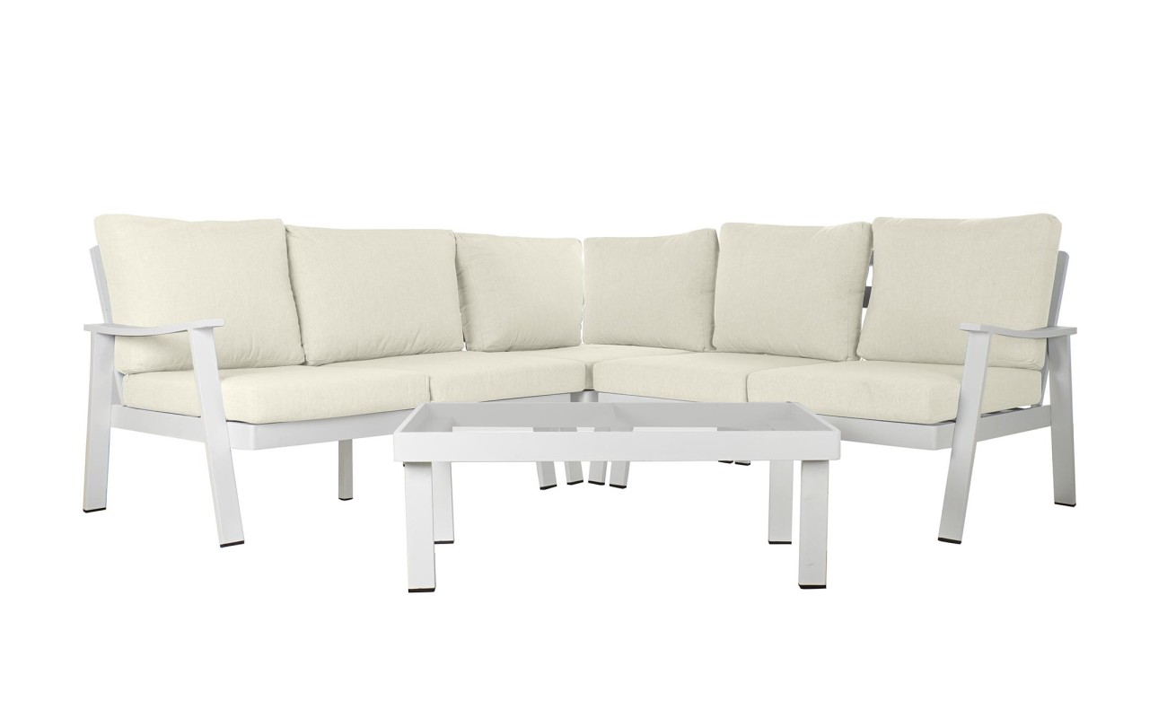 SOFA SET 4 ALUMINIO POLIESTER 212X212X86 BLANCO