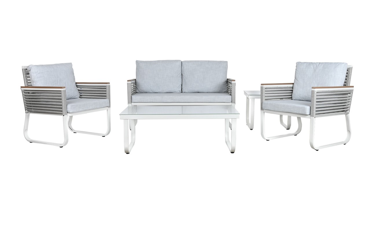 SOFA SET 5 ACERO POLICARBONATO 128X69X79 BLANCO