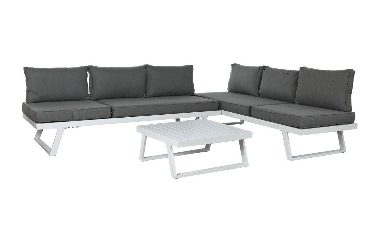 SOFA SET 3 METAL POLIESTER 198X68X65 GRIS