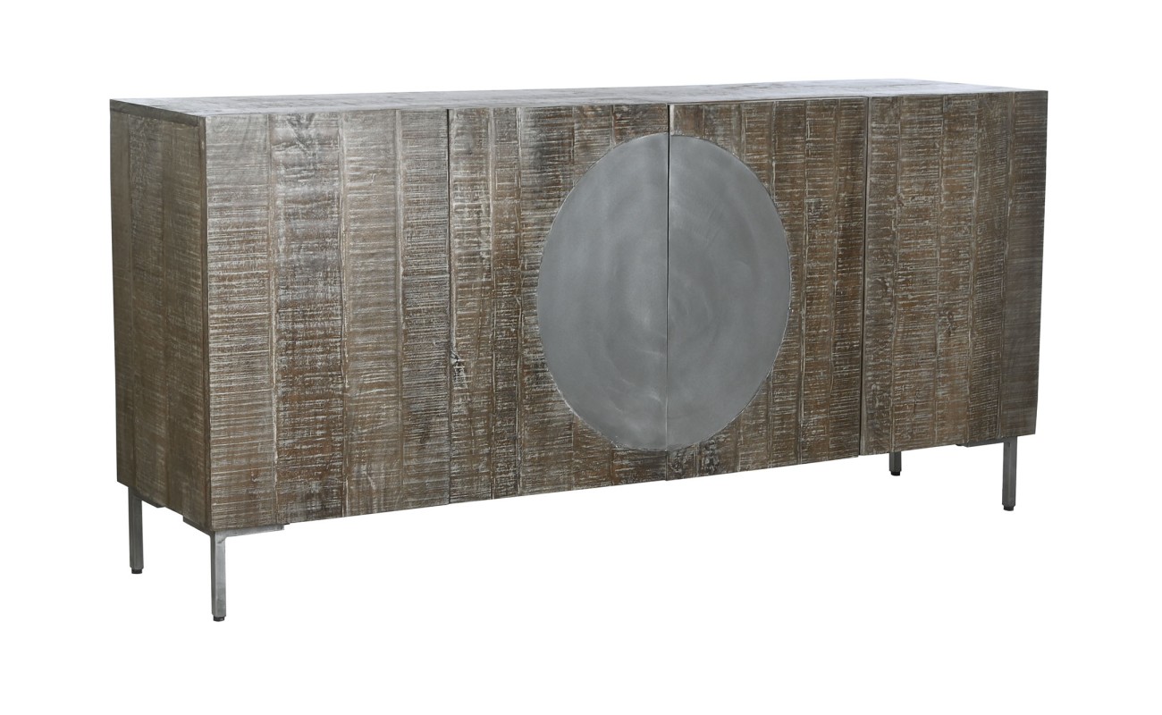 BUFFET MANGO METAL 180X40X80 CIRCULO MARRON OSCURO