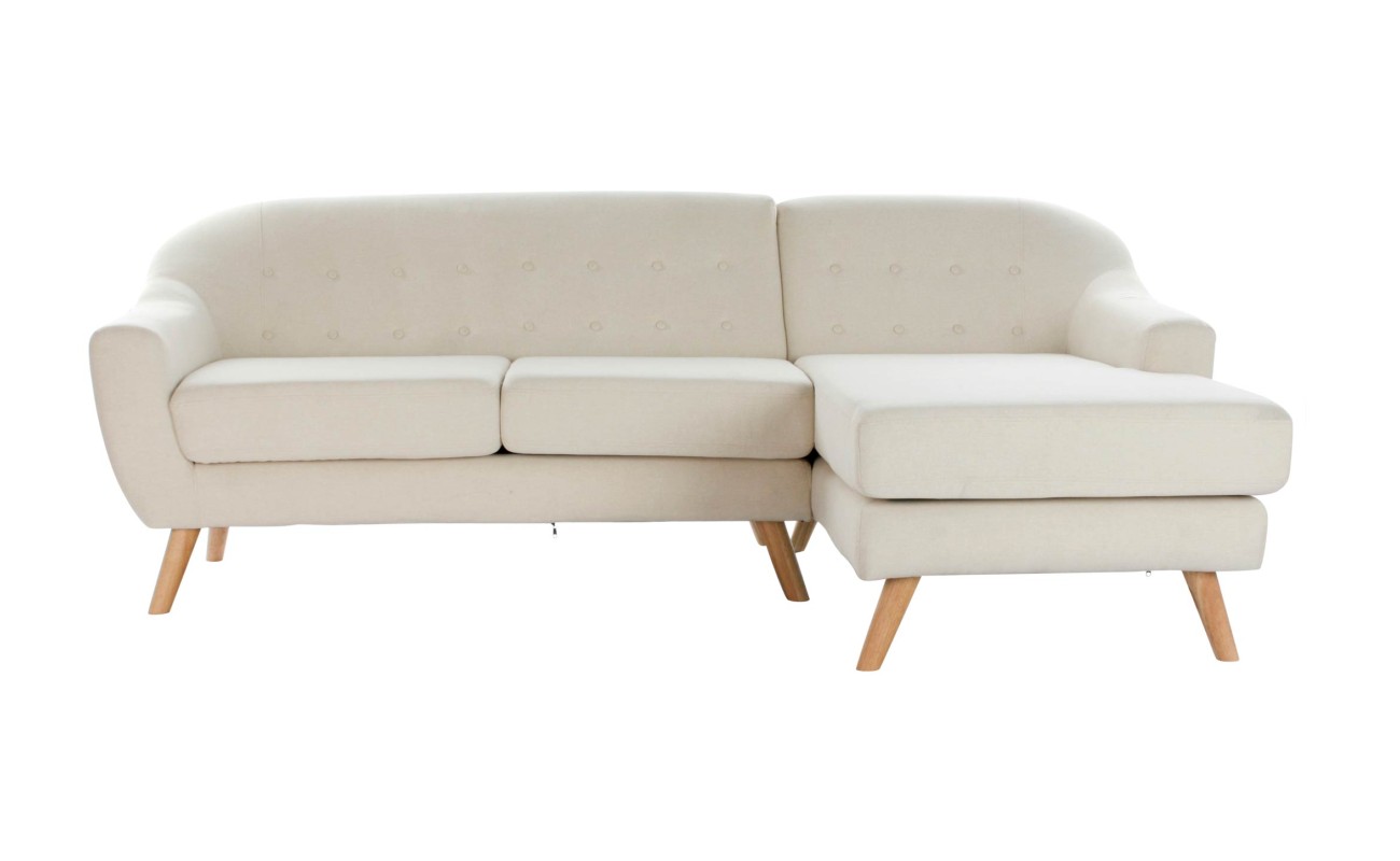 SOFA POLIESTER RUBBERWOOD 226X144X84 CHAISELONGUE