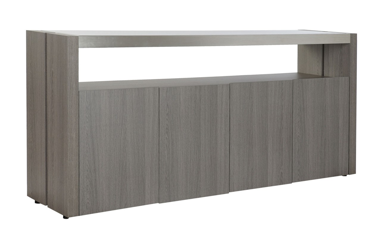 BUFFET ROBLE ALUMINIO 165X39X76 CRISTAL GRIS