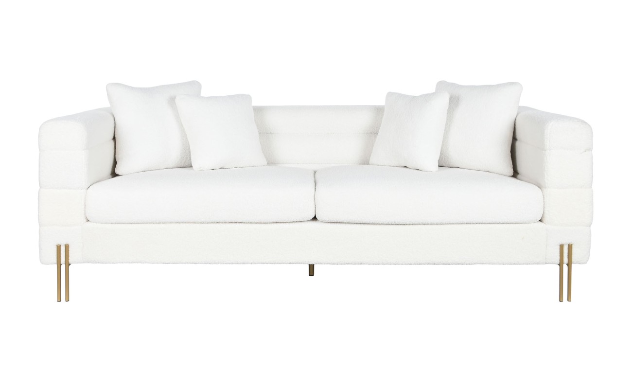 SOFA POLIESTER METAL 205X85X73 BORREGUITO BLANCO