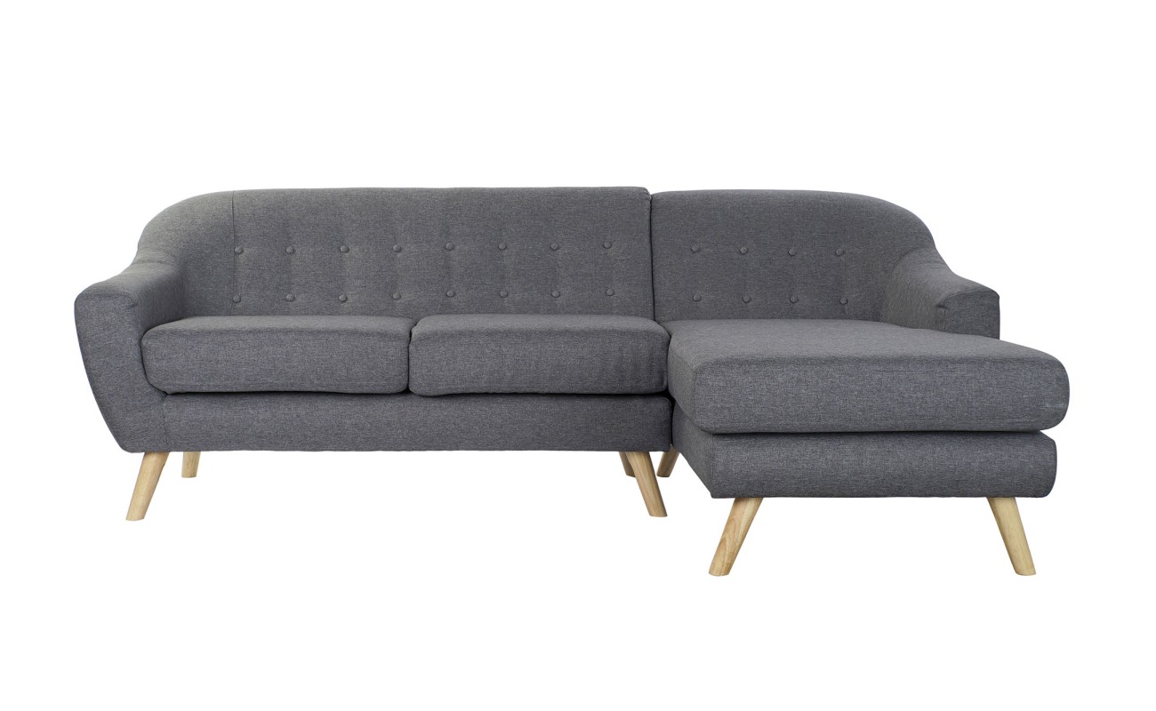 SOFA POLIESTER RUBBERWOOD 230X144X84 3 PLAZAS GRIS