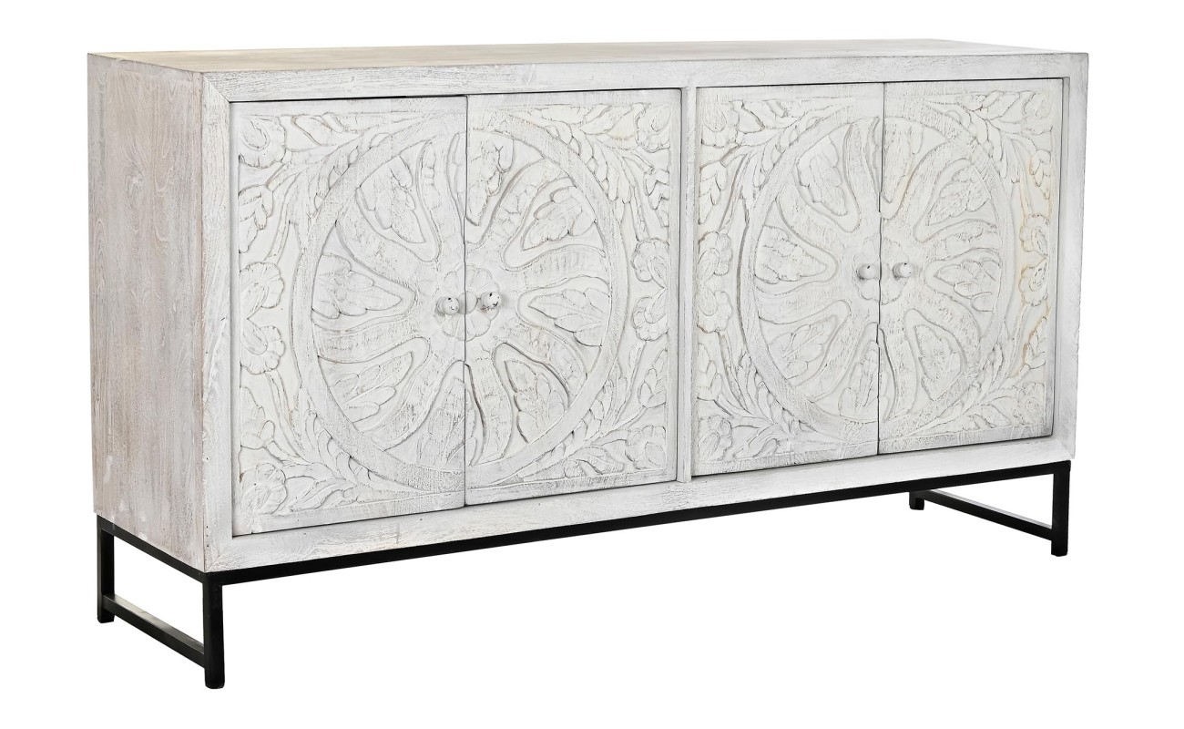 BUFFET MANGO METAL 150X38X80 MANDALA BLANCO