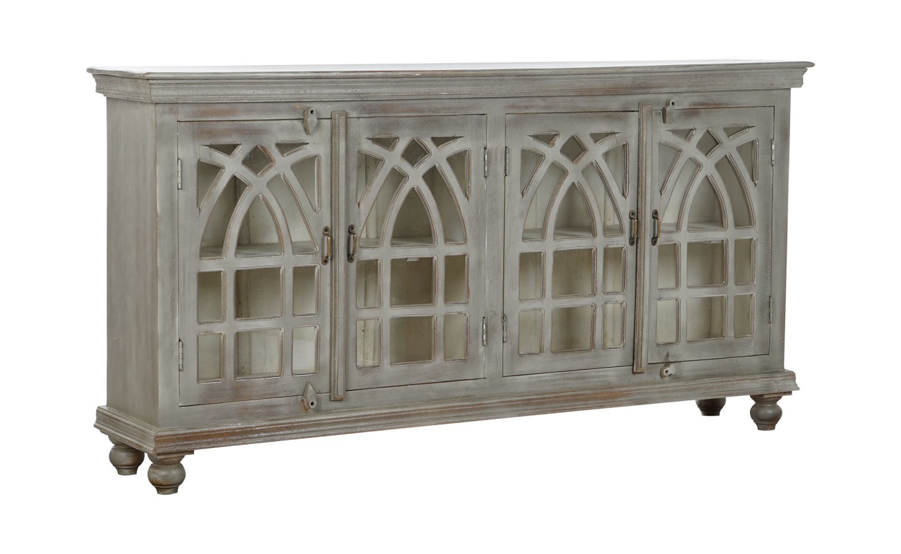 BUFFET MADERA CRISTAL 182X38X97 4 PUERTAS DECAPE