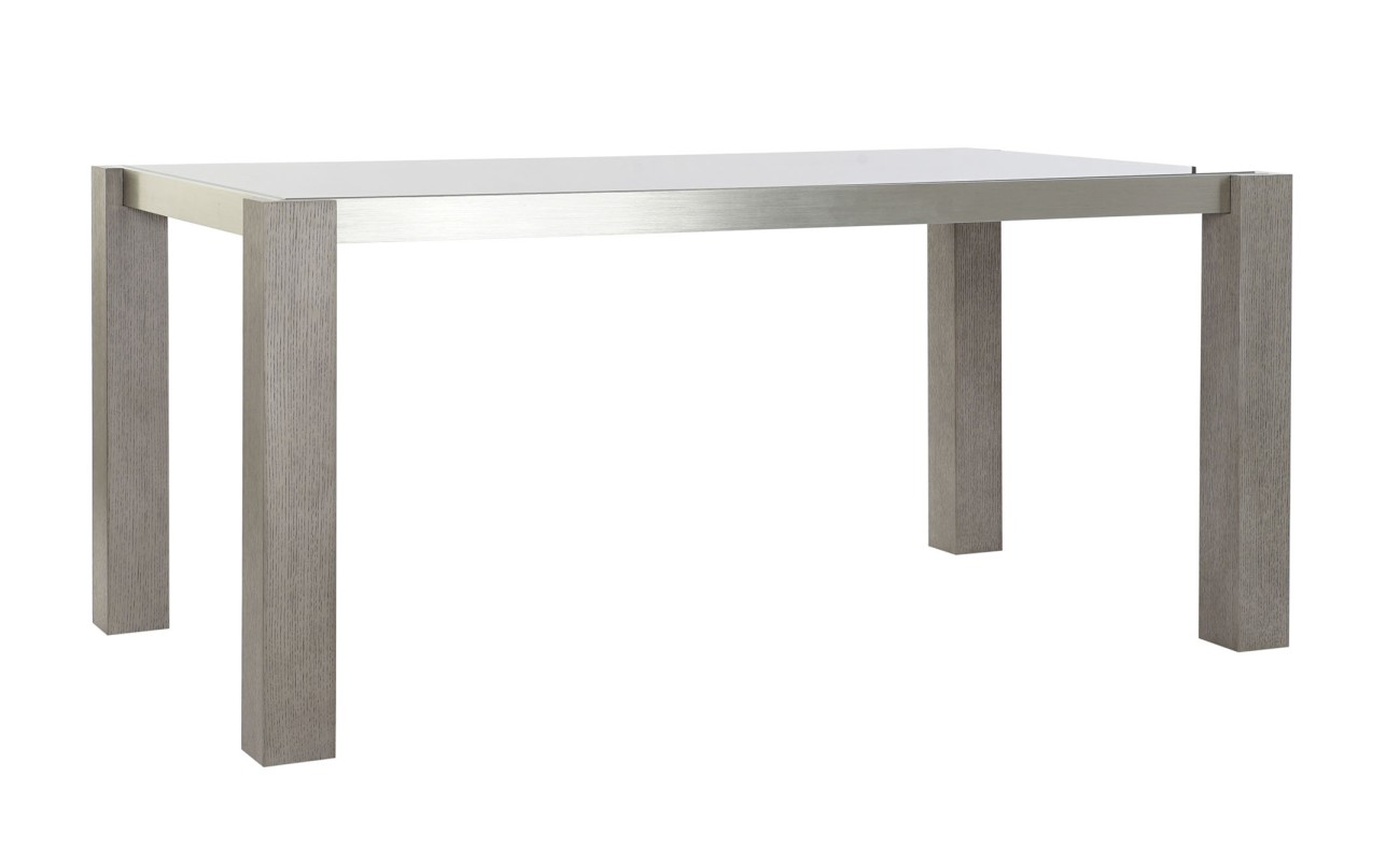 MESA COMEDOR ROBLE ALUMINIO 162X92X74 CRISTAL GRIS