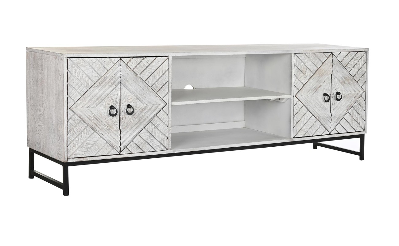 MUEBLE TV MANGO METAL 180X40X60 BLANCO