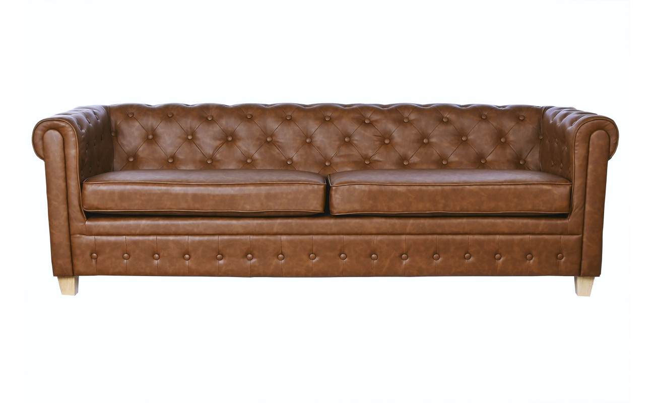 SOFA POLIESTER MADERA 218X78X70 3 PLAZAS MARRON