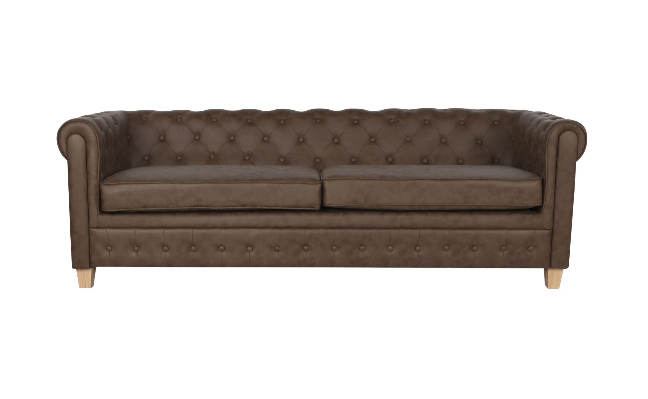 SOFA POLIESTER MADERA 216X78X70 3 PLAZAS MARRON