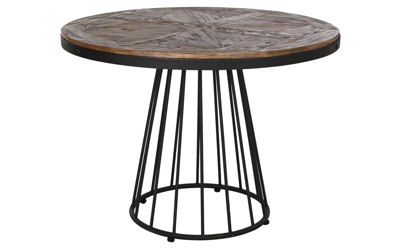 MESA COMEDOR MADERA METAL 110X110X81 42,00 NATURAL