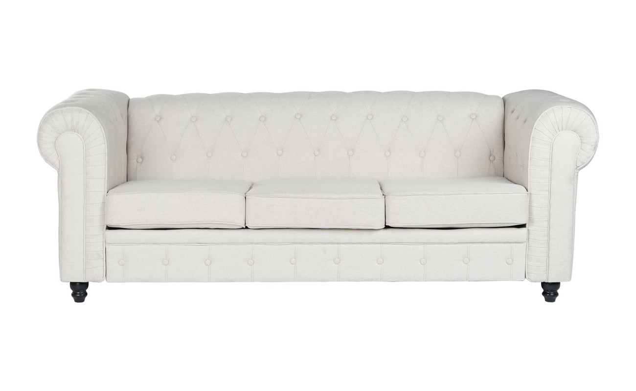 SOFA POLIESTER MADERA 209X84X76 CREMA