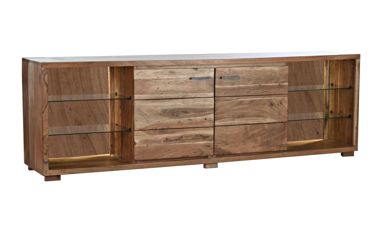 MUEBLE TV ACACIA CRISTAL 200X40X63 NATURAL MARRON