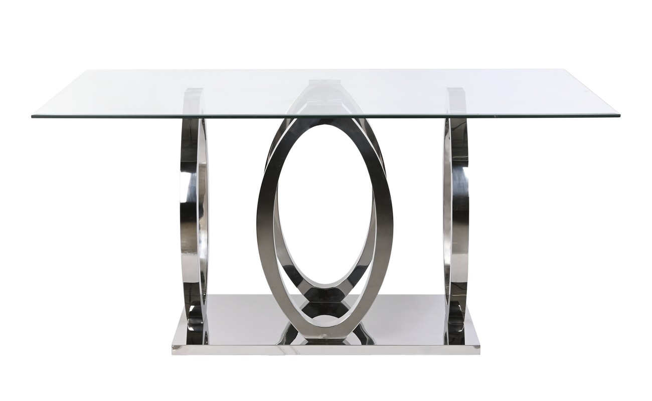 MESA COMEDOR ACERO CRISTAL TEMPLADO 160X90X76