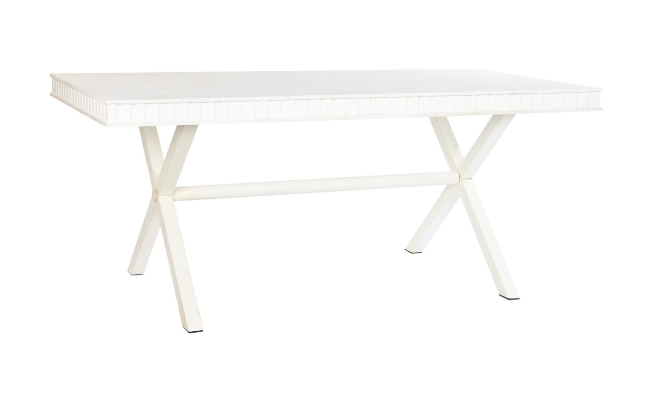 MESA COMEDOR MANGO METAL 180X90X76 ROMBO BLANCO