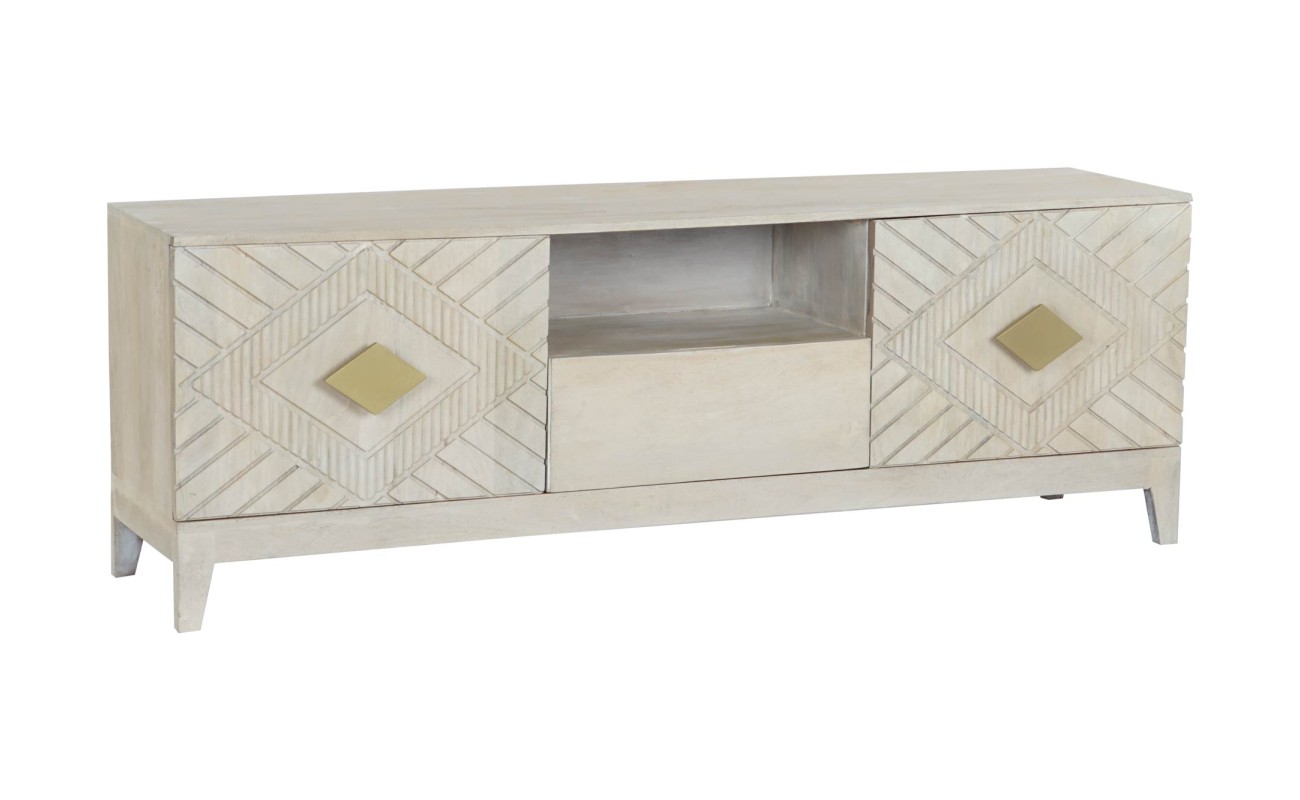 MUEBLE TV MANGO METAL 175X40X60 ROMBO BEIGE