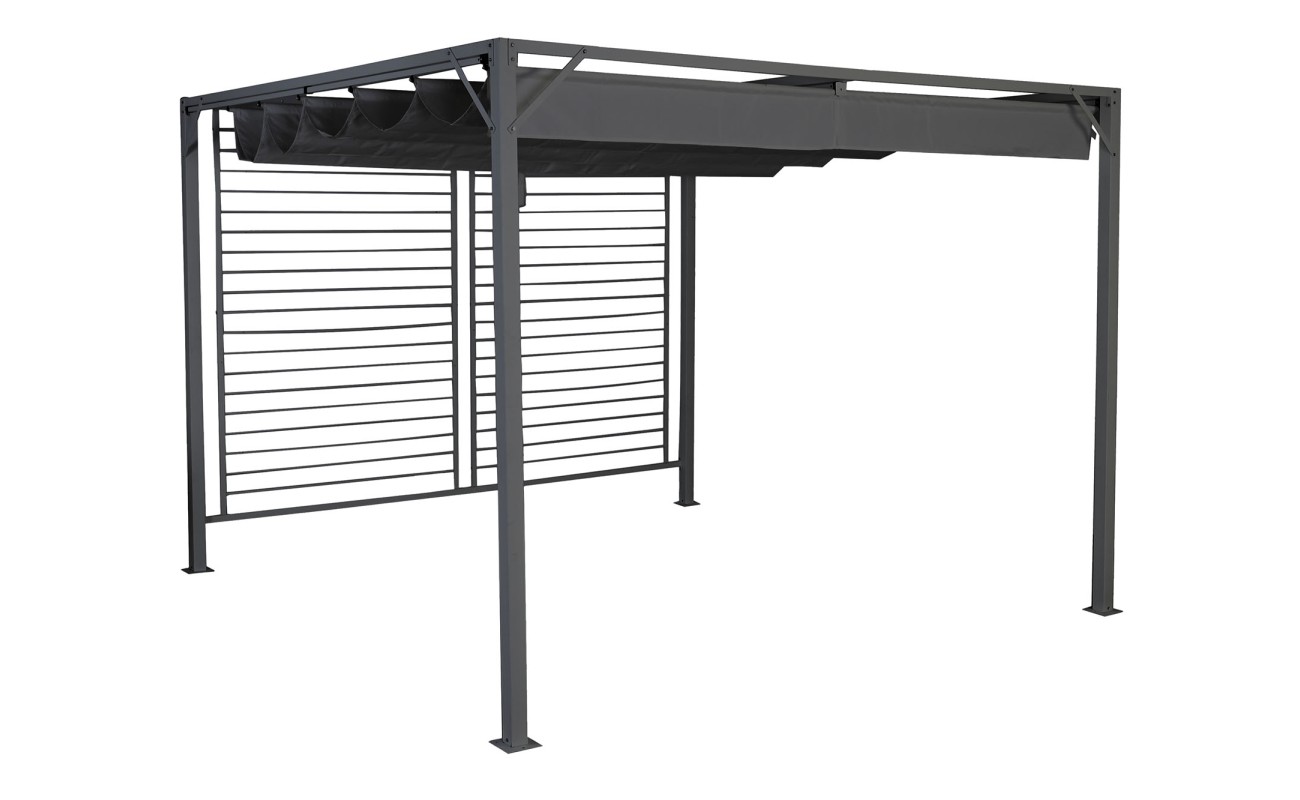 PERGOLA ACERO POLIESTER 300X300X230 250gr,/m2 GRIS