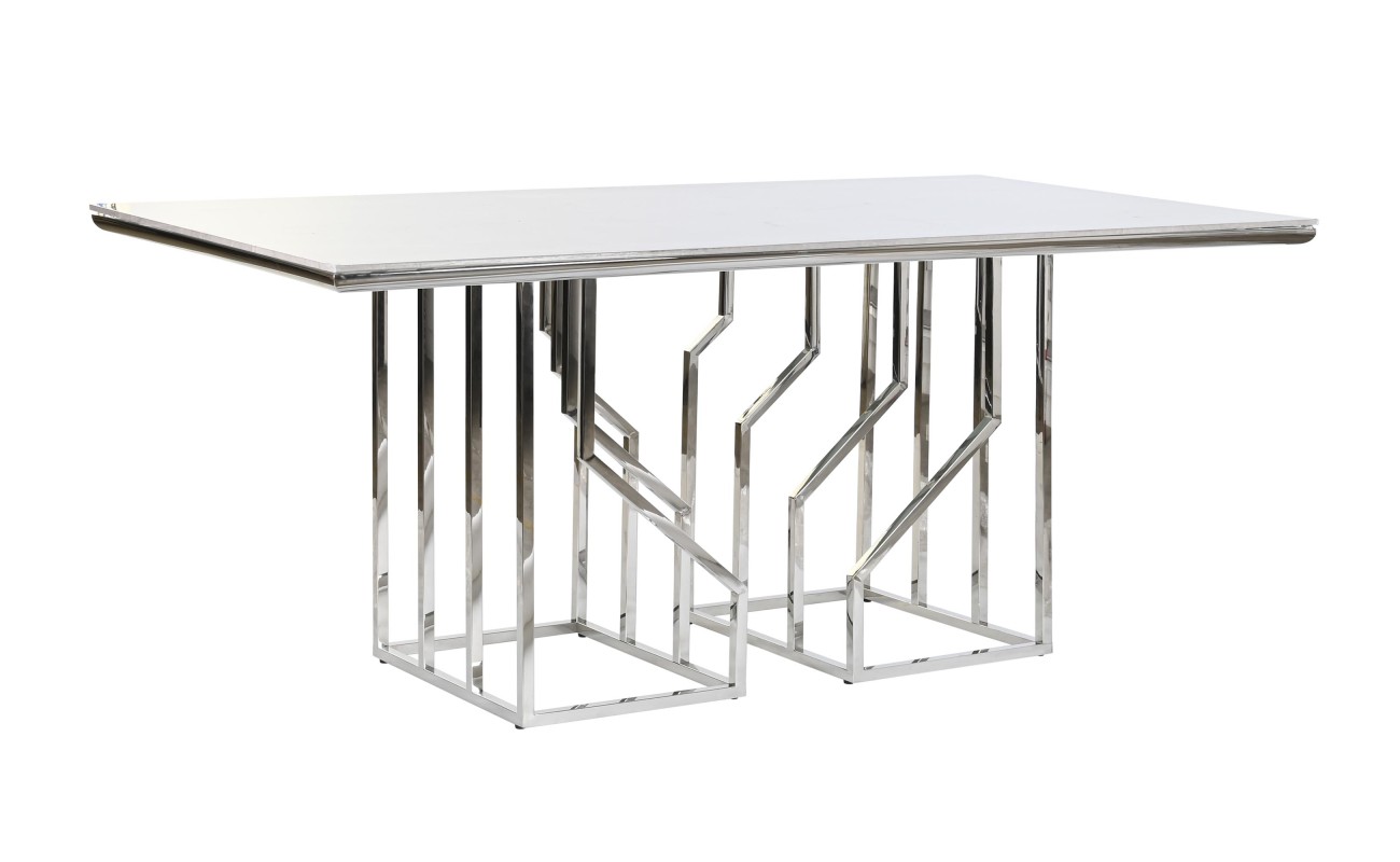 MESA COMEDOR ACERO CRISTAL 180X90X75 SIMIL MARMOL