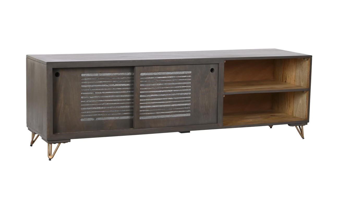 MUEBLE TV MANGO METAL 160X40X50 MARRON